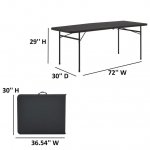 Mainstays 6 Foot Bi-Fold Plastic Folding Table, Black