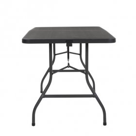 COSCO Deluxe 6 foot x 30 inch Fold-in-Half Blow Molded Folding Table, Black