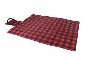 Ozark Trail 3 Piece Buffalo Plaid Camping Chairs and Blanket Combo, Red, Adult