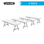 Lifetime 8 Foot Rectangle Folding Table, Indoor/Outdoor Commercial Grade, White Granite, Set of 4 (80344)