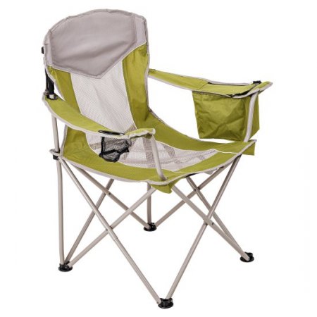 Ozark Trail Adult Oversized Mesh Camp Chair with Cooler, Green & Gray