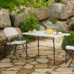 Lifetime 4 Foot Fold-in-Half Adjustable Height Table, Indoor/Outdoor Essential, White (80509)