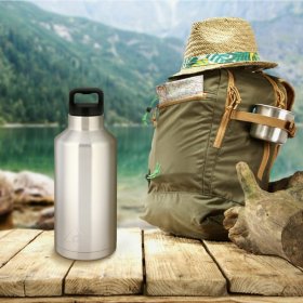 Ozark Trail 64 oz Double-Wall Stainless-Steel Insulated Water Bottle, Silver