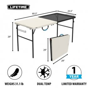 Lifetime 5 Foot Fold-in-Half Camping Folding Table, Indoor/Outdoor, Pumice (280875)