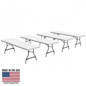 Lifetime 8 Foot Rectangle Folding Table, Indoor/Outdoor Commercial Grade, White Granite, Set of 4 (80344)