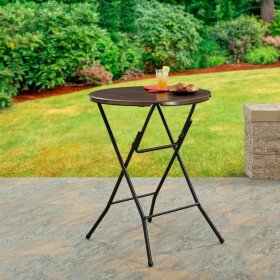 Mainstays 31" Round High-Top Folding Table, Walnut