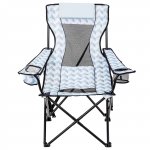 Ozark Trail Lounge Camp Chair,Detached Footrest,Blue and White Design,Padded Headrest,Adult,10.56lbs