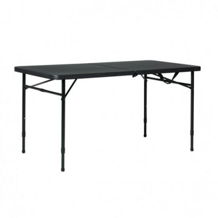 Mainstays 4 Foot Fold-in-Half Adjustable Folding Table, Rich Black