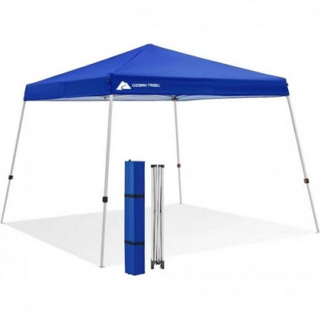 Ozark Trail 10' x 10' Instant Slant Leg Canopy Outdoor Shade Shelter, Blue, Outdoor Canopy Type