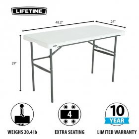 Lifetime 4 Foot Nesting Rectangle Table, Indoor/Outdoor Commercial Grade, White Granite (280478)