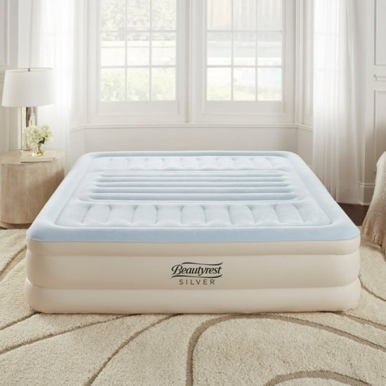 Beautyrest Lumbar Supreme King Size Air Mattress with Built-In Pump - Inflatable Bed with Adjustable Lumbar Support