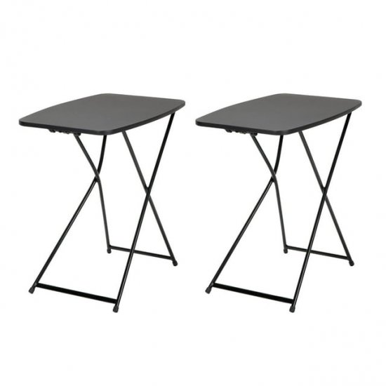 18\" x 26\" Indoor Outdoor Adjustable Height Personal Folding Table, Black, 2 pack