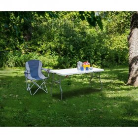 Ozark Trail 5-Foot Center Half Folding Table, White (Indoor and Outdoor Use), Size 5ft