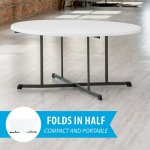 Lifetime 60 in. Commercial Round Fold-In-Half Table (White Granite)