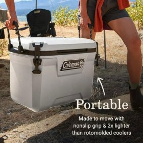 Coleman Convoy Series 55 Qt Cooler w/ Reflective Rope Handles, White Cloud