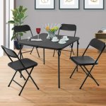 Mainstays 5 Piece Resin Card Folding Table and Four Folding Chairs Set, Black