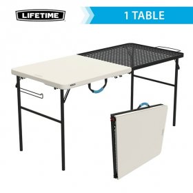 Lifetime 5 Foot Fold-in-Half Camping Folding Table, Indoor/Outdoor, Pumice (280875)