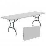 Lifetime 8 Foot Fold-in-Half Rectangle Table, Indoor/Outdoor Commercial Grade, White Granite (280270)