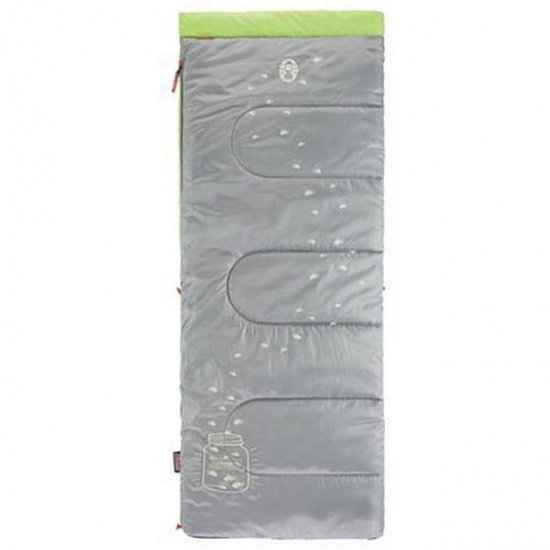 Coleman Child Glow in the Dark 45-Degree F Rectangular Youth Sleeping Bag, Illumi-Bug, 26\"x66\"