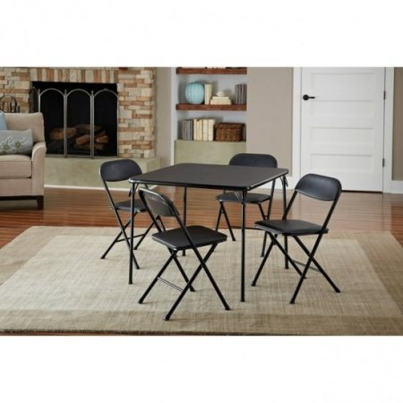 Cosco 5-Piece Card Table Set, Black