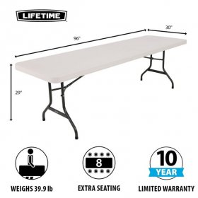 Lifetime 8 Foot Rectangle Folding Table, Indoor/Outdoor Commercial Grade, Almond (22984)