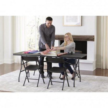 Cosco 6 Foot Centerfold Folding Table, Black (Pack of 2)