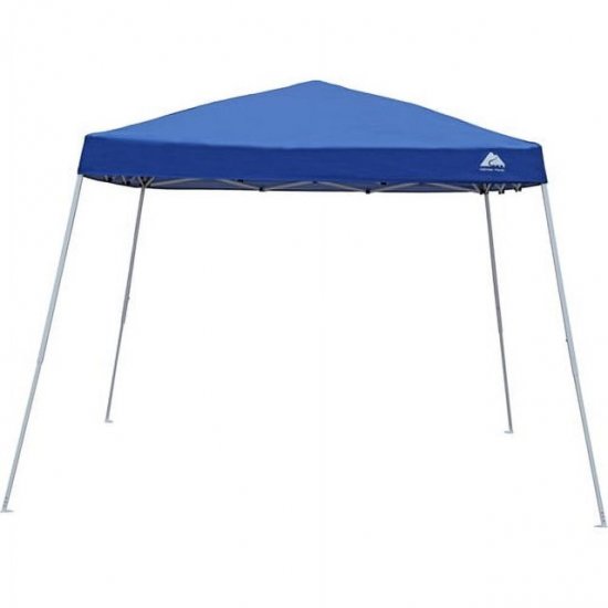 Ozark Trail 10\' x 10\' Instant Pop-up Slant Leg Canopy Outdoor Shading Shelter, Blue