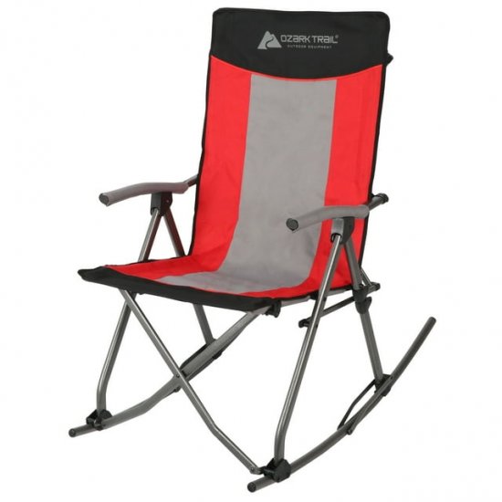 Ozark Trail Camping Rocking Chair, Red, Adult, 19lbs