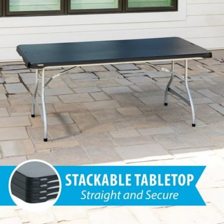 Lifetime 6 Foot Rectangle Folding Table, Indoor/Outdoor Commercial Grade, Black (280350)