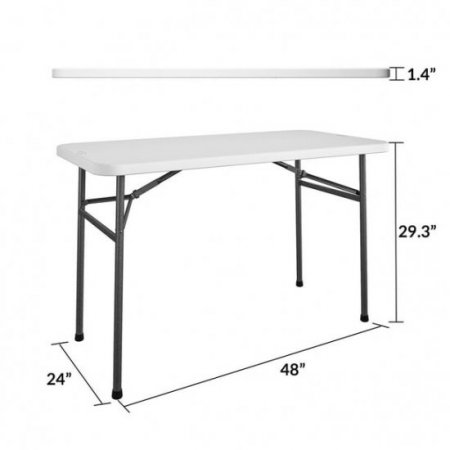 COSCO 4 ft. Straight Folding Utility Table, White, Indoor & Outdoor, Portable Desk, Camping, Tailgating, & Crafting Table