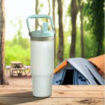 Ozark Trail 30 oz Insulated Stainless Steel Tumbler with Swivel Handle, White Speckled