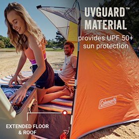 Coleman Skyshade Large Compact Beach Shade, Tiger Orange, Sun Shade & Shelter, UV Protectant (UPF 50+) Shade Tent