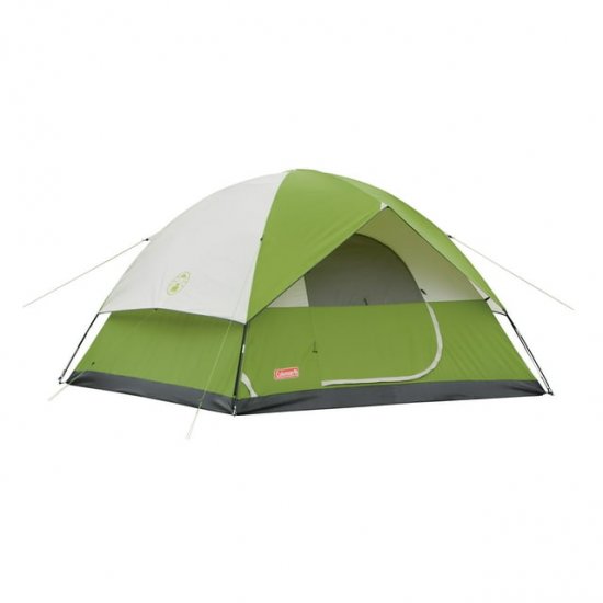 Coleman Sundome 6-Person Dome Tent, Green, 72\" Center Height, Overall dimensions: 120\'\' H x 120\'\' W