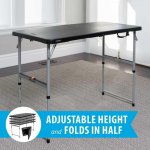 Lifetime 4 Foot Rectangle Fold-in-Half Adjustable Table, Indoor/Outdoor, Light Commercial, Black (80869)