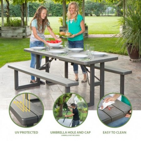 Lifetime 6-Foot Craftsman Outdoor Polyethylene Folding Picnic Table