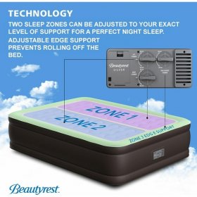 Beautyrest Duet 18" Queen Air Bed Mattress - Dual Control Sleep Zones, Edge Support, Built-in High-Speed Pump