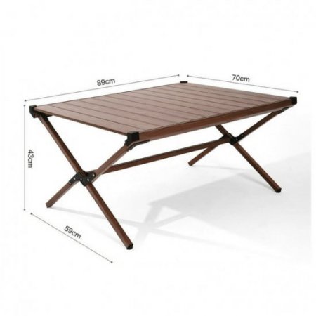 Ozark Trail Aluminum Roll-Top Camping Table, Dark Brown