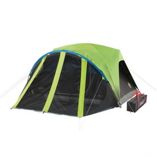 Coleman? 4-Person Carlsbad? Dark Room? Dome Camping Tent with Screen Room, 2 Rooms, Green