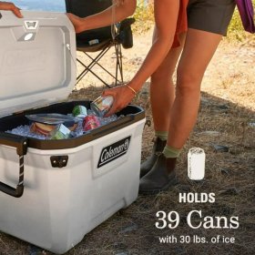 Coleman Convoy Series 55 Qt Cooler w/ Reflective Rope Handles, White Cloud