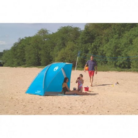 Coleman 7' x 4' Beach Outdoor Compact Canopy Sun Shade Tent SPF 50+, Blue