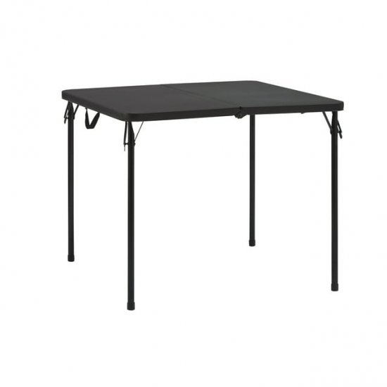 Mainstays 34\" Square Resin Fold-in-Half Table, Rich Black