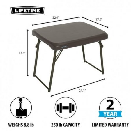 Lifetime 24 inch Compact Rectangle Folding Table, Indoor/Outdoor Light Commercial Grade, Brown (280488)