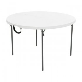 Lifetime 48 inch Round Fold-In-Half Table, Indoor/Outdoor Essential, White Granite (280064)