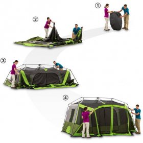 Ozark Trail 14' x 13.5' 9 Person 2 Room Instant Cabin Tent with Screen Room, 30.8 lbs