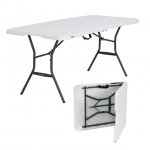 Lifetime 6 Foot Rectangle Fold-in-Half Table, Commercial Grade, White Granite (25011)