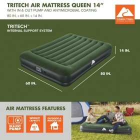 Ozark Trail Tritech Airbed Queen 14 inch with In & Out Pump and Antimicrobial Coating