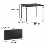 Mainstays 34" Square Resin Fold-in-Half Table, Rich Black