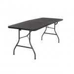 COSCO Deluxe 6 foot x 30 inch Fold-in-Half Blow Molded Folding Table, Black