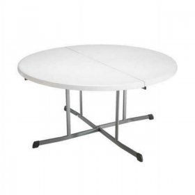 Lifetime 60 in. Commercial Round Fold-In-Half Table (White Granite)