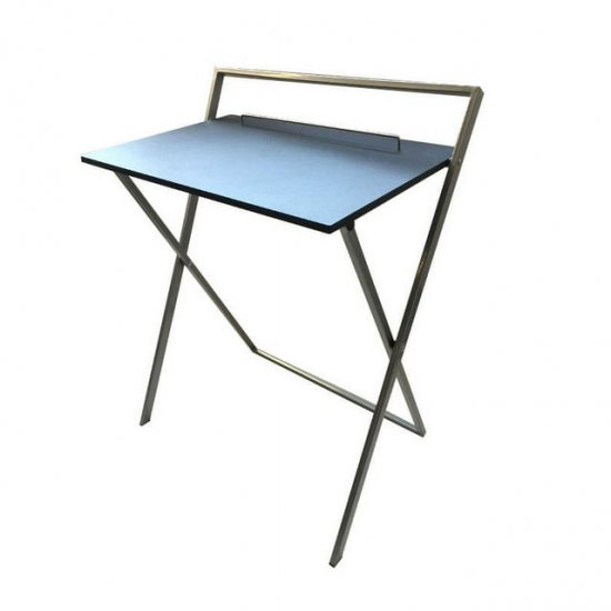 Metal and Wood Folding Table, Silver and Black, for Indoor Use, Mainstays